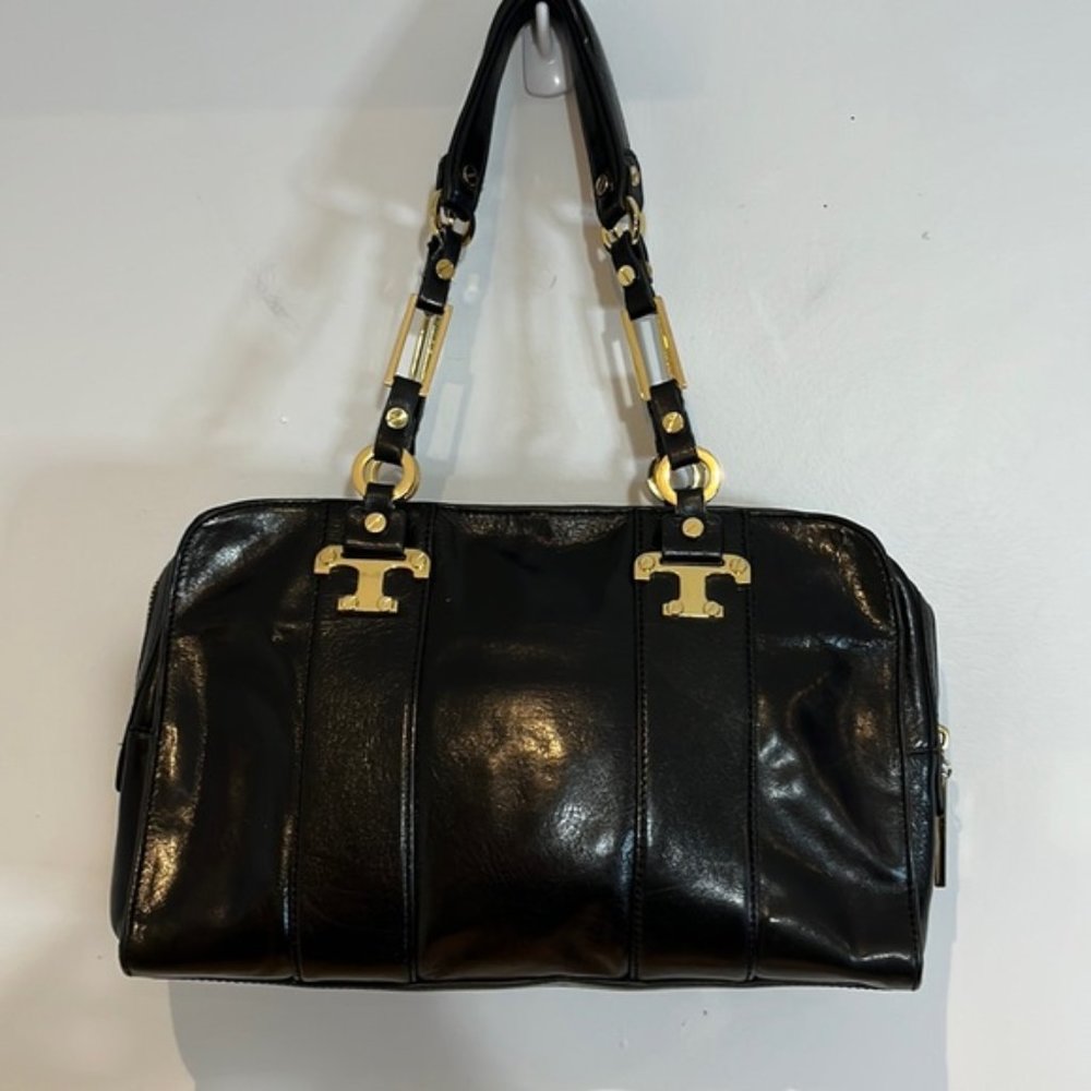 Tory Burch black leather shoulder bag with gold hardware
